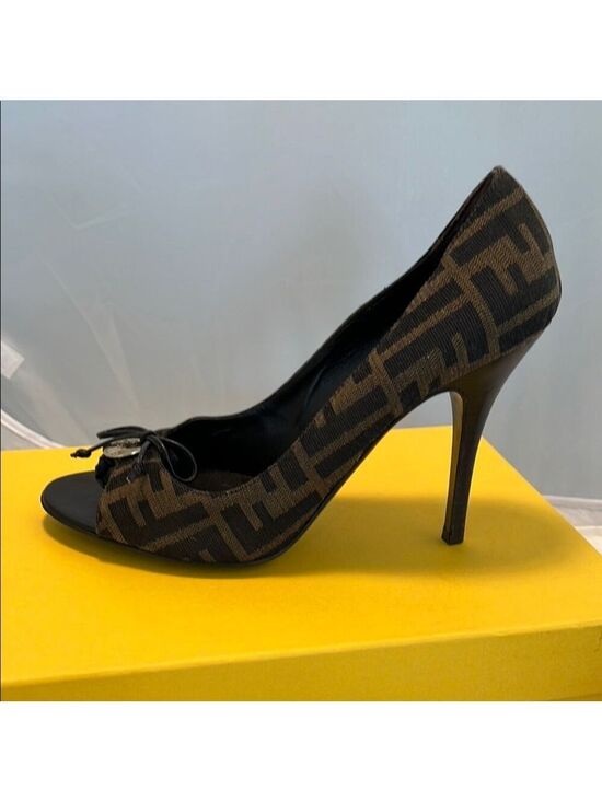 Fendi Shoes - Fendi Tobacco Zucca Canvas Heels